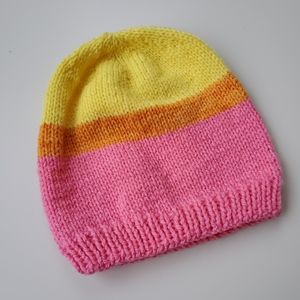 Sorbet handmade knit touque | knit hat | pink orange yellow toque